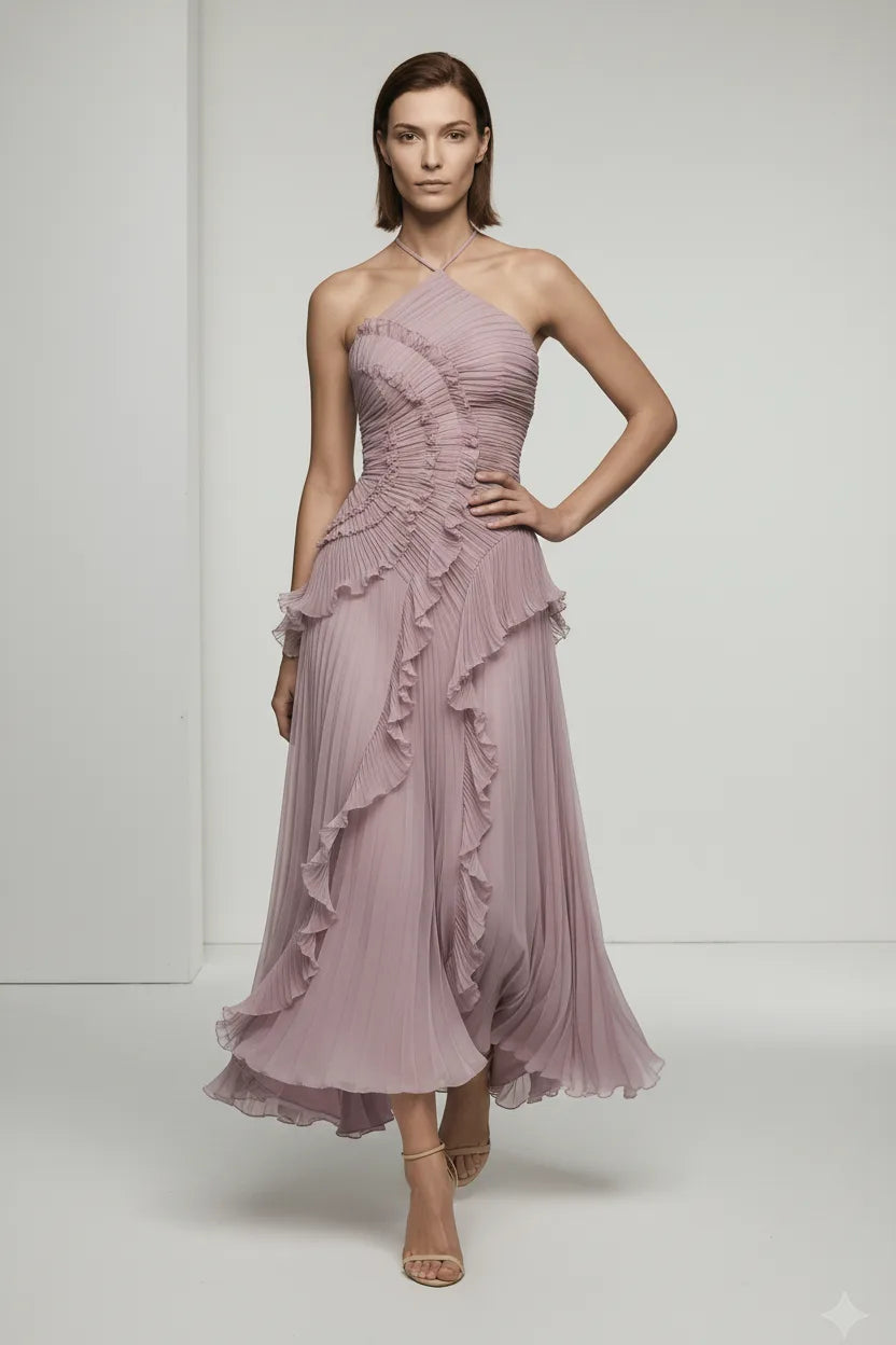 Pleated Chiffon Dress - Chiccharm Boutique