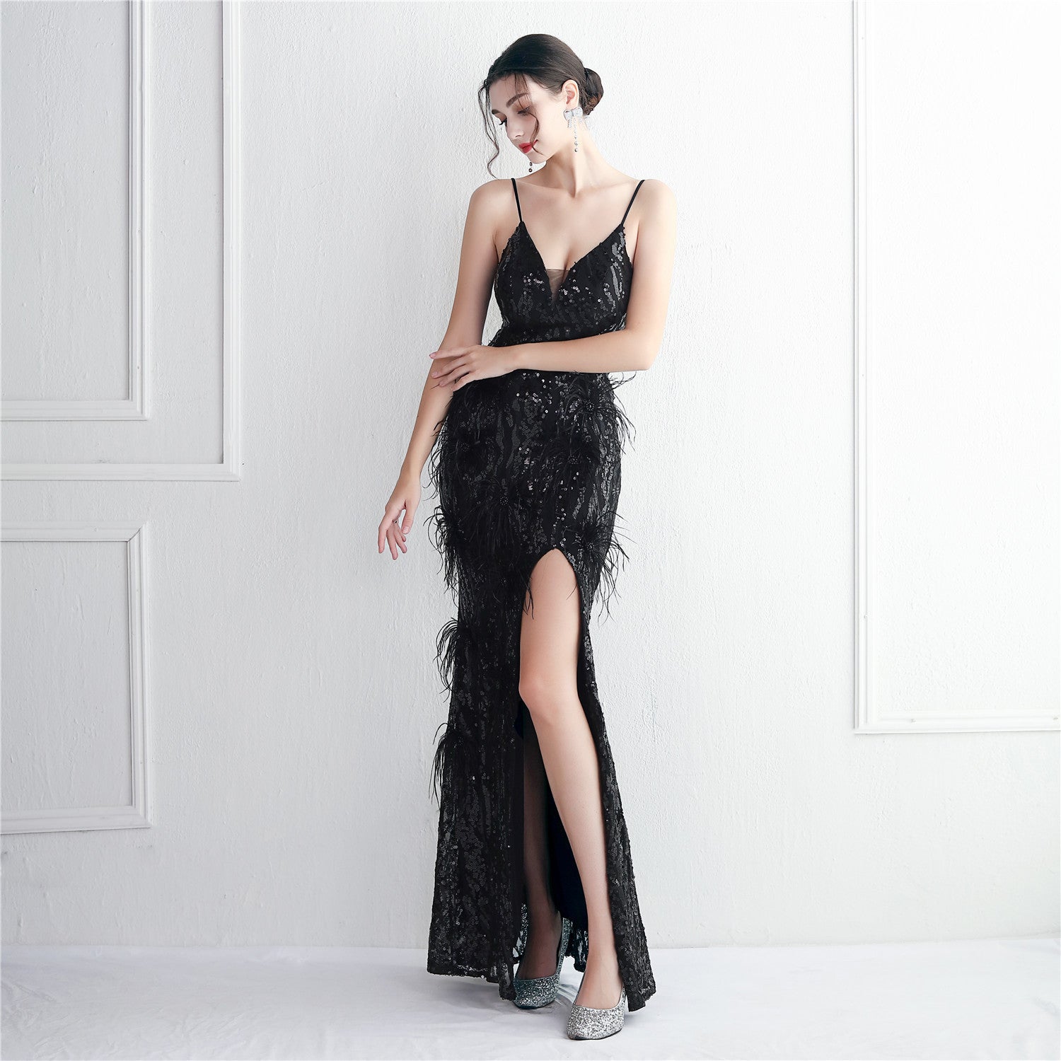 Plumage Luxe Sequin Gown - Chiccharm