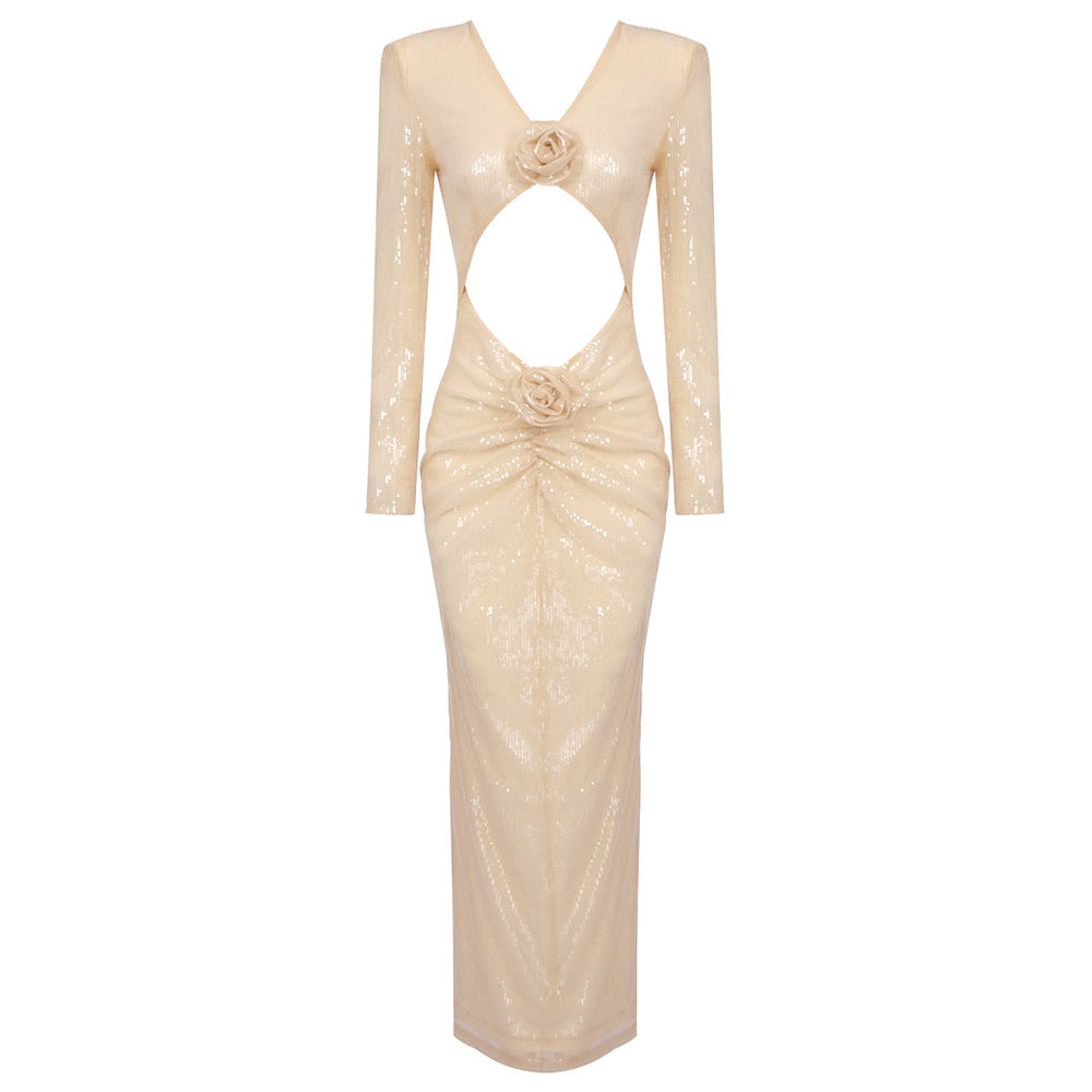 Rose Champagne Cut-Out Gown - Chiccharm
