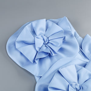 Satin Rosette Mini Dress - Chic charm