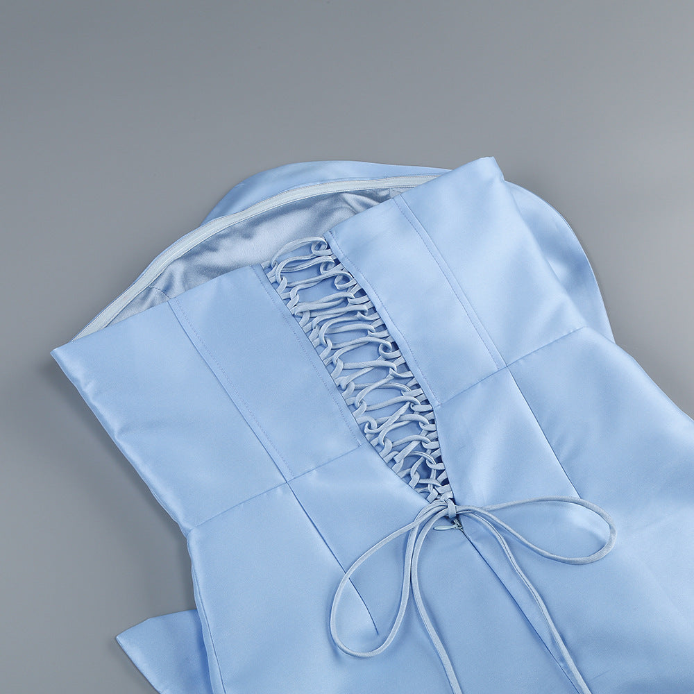 Satin Rosette Mini Dress - Chic charm