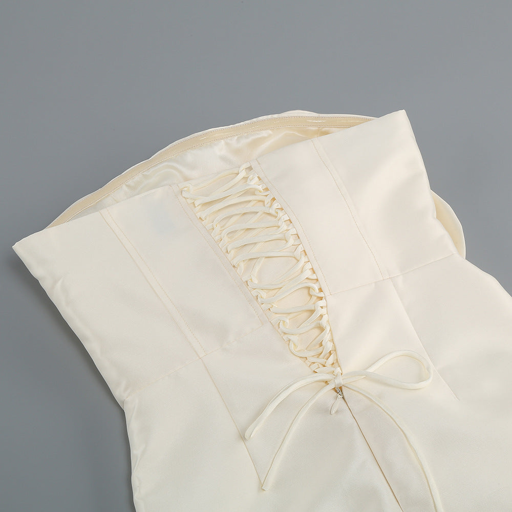 Satin Rosette Mini Dress - Chic charm