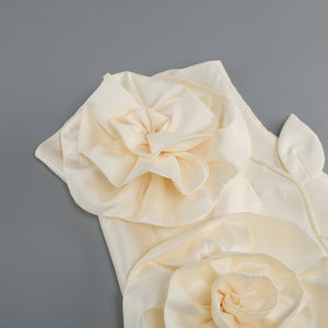 Satin Rosette Mini Dress - Chic charm