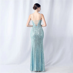 Sequin Camisole Dress​ With Side Slit Long