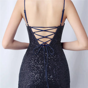 Sequin Camisole Dress​ With Side Slit Long