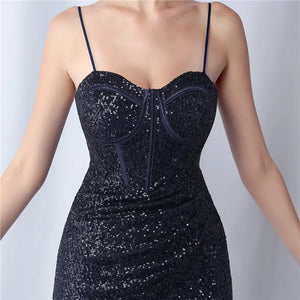 Sequin Camisole Dress​ With Side Slit Long