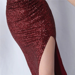 Sequin Camisole Dress​ With Side Slit Long