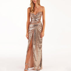 Sequin Glam Dress Maxi - Chiccharm Boutique