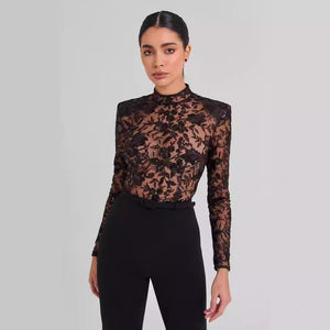 Sheer Bandage Long-sleeved Jumpsuit - Chiccharm Boutique