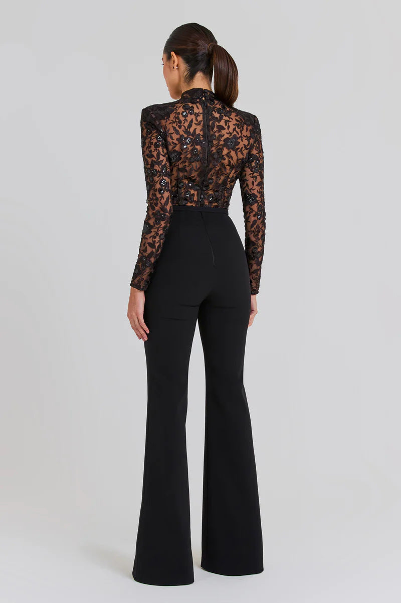 Sheer Bandage Long-sleeved Jumpsuit - Chiccharm Boutique