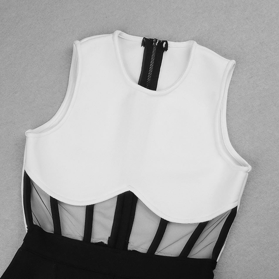 Sleeveless Sheer Panel Jumpsuit - Chiccharm Boutique