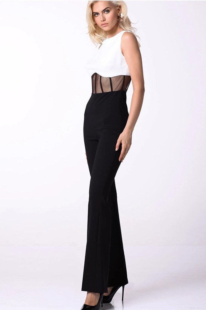 Sleeveless Sheer Panel Jumpsuit - Chiccharm Boutique