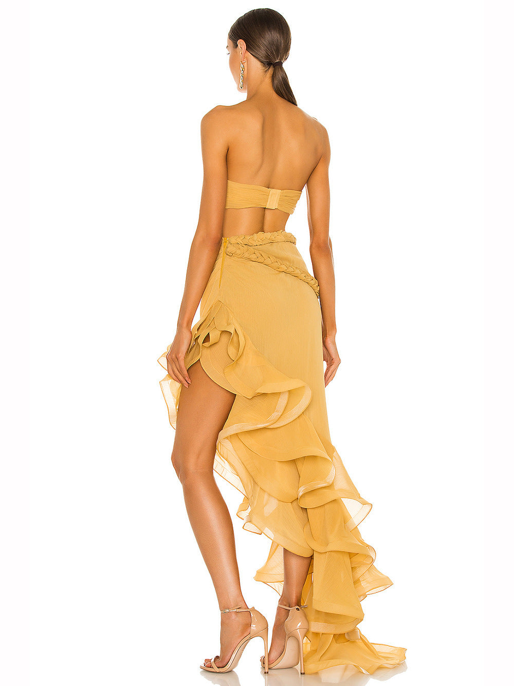 Solstice Ruffle Cutout Yellow Maxi Dress
