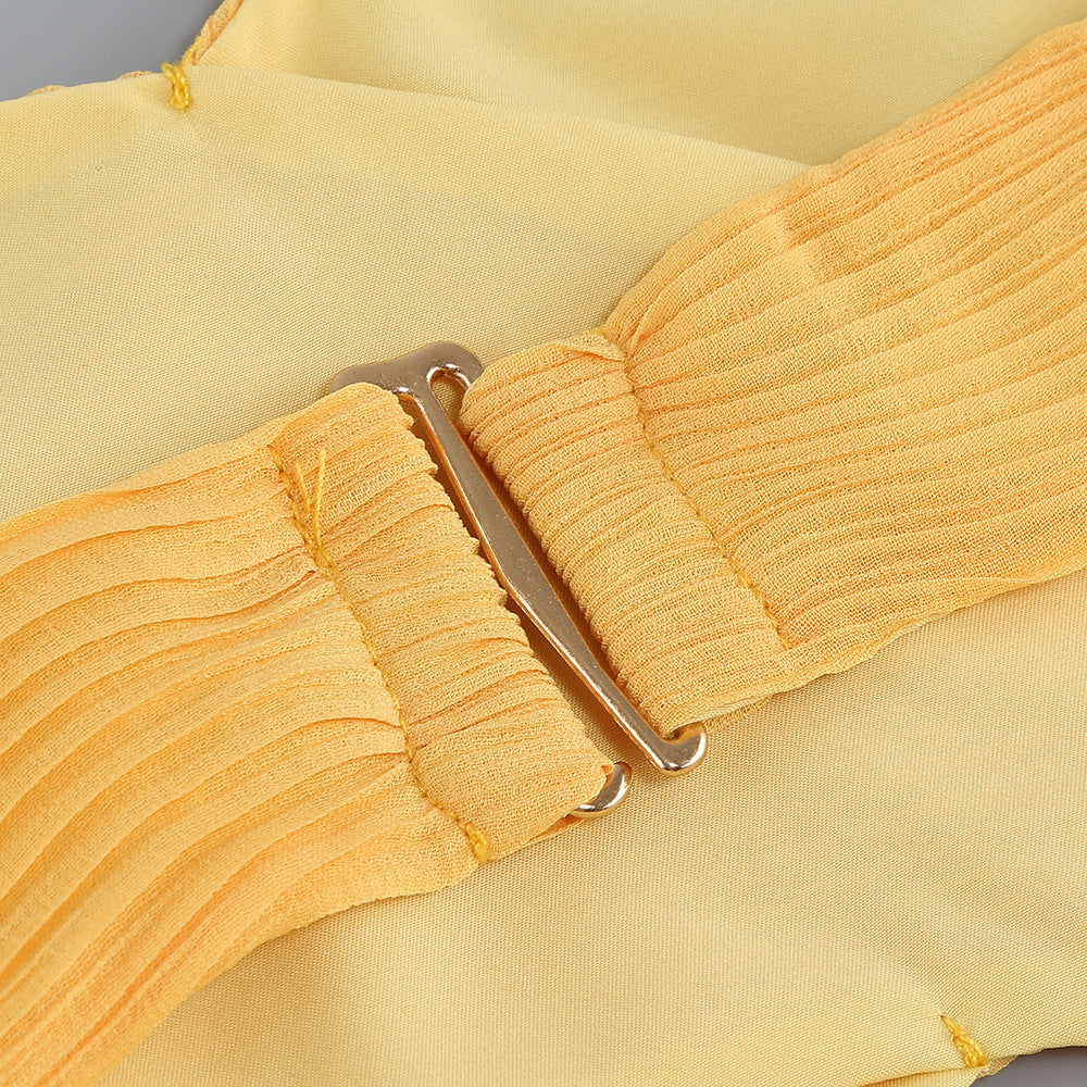 Solstice Ruffle Cutout Yellow Maxi Dress