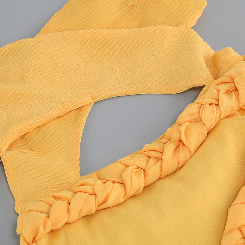 Solstice Ruffle Cutout Yellow Maxi Dress