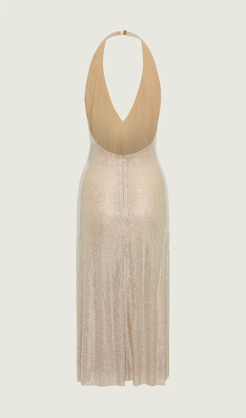 Starlit Glow Sequin Halter Slip Dress