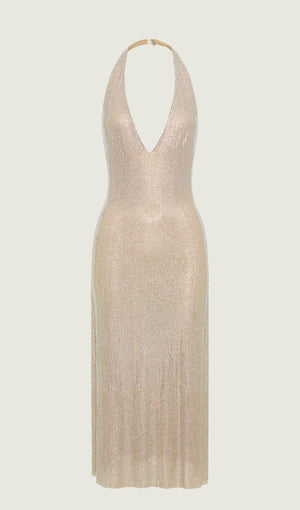 Starlit Glow Sequin Halter Slip Dress