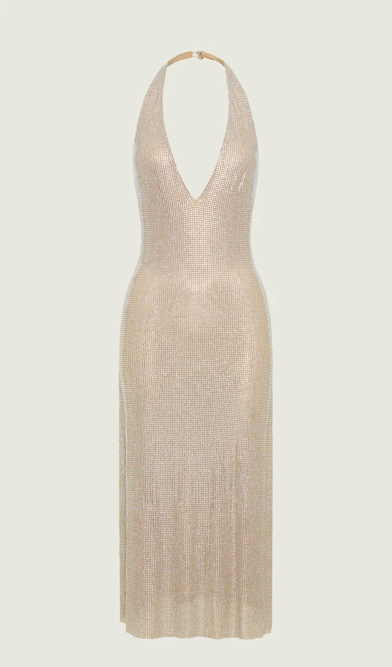 Starlit Glow Sequin Halter Slip Dress