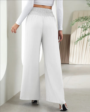 Straight Wide Leg Pants Elastic High Waist - Chiccharm