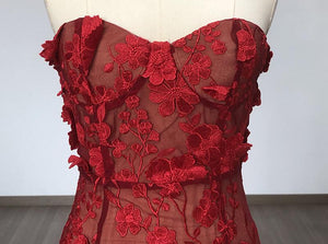 Strapless Floral Lace Mini Dress - Chiccharm Boutique
