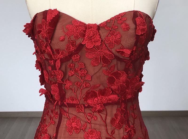 Strapless Floral Lace Mini Dress - Chiccharm Boutique