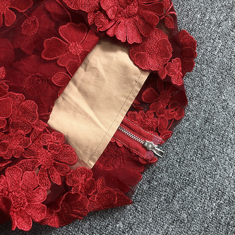 Strapless Floral Lace Mini Dress - Chiccharm Boutique