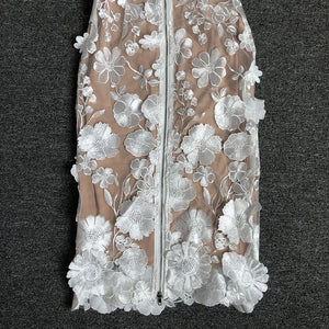 Strapless Floral Lace Mini Dress - Chiccharm Boutique