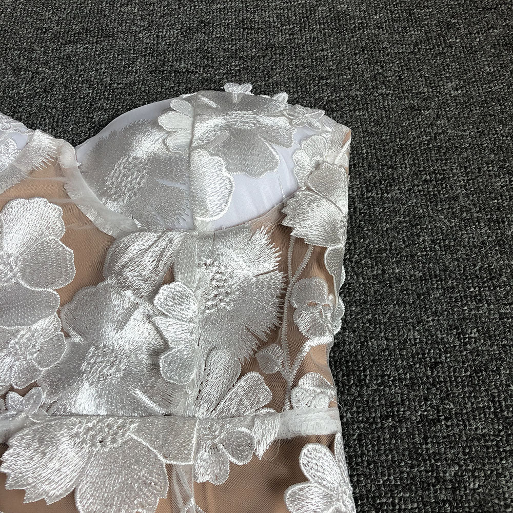 Strapless Floral Lace Mini Dress - Chiccharm Boutique