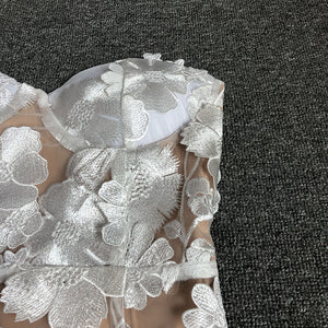 Strapless Floral Lace Mini Dress - Chiccharm Boutique