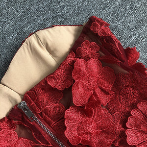 Strapless Floral Lace Mini Dress - Chiccharm Boutique