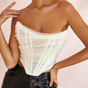 Strapless Mesh Corset Top - Chiccharm Boutique