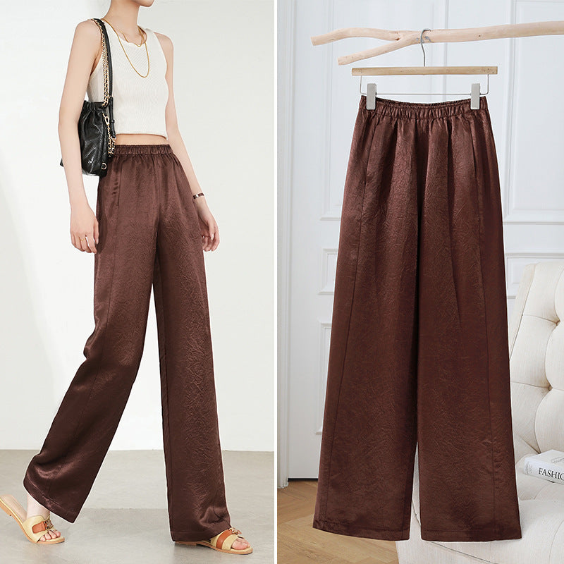 Textured Wide-Leg Satin Pants - Chiccharm Boutique