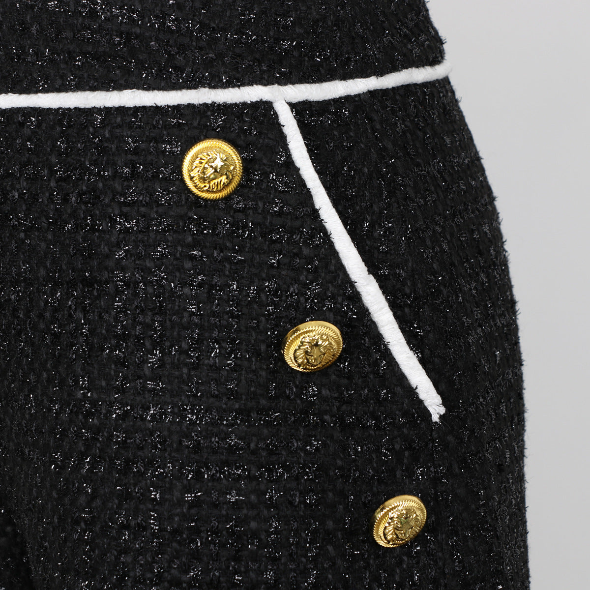 Tweed High-Waisted Buttoned Shorts - Chiccharm Boutique