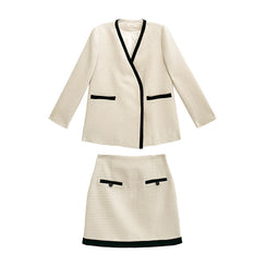 V-Neck Blazer and Mini Skirt Set - Chiccharm