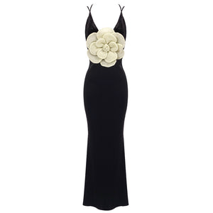 Velvet Dressing Gown with Gold Floral Accent - Chiccharm