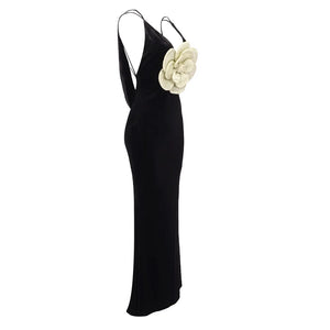 Velvet Dressing Gown with Gold Floral Accent - Chiccharm