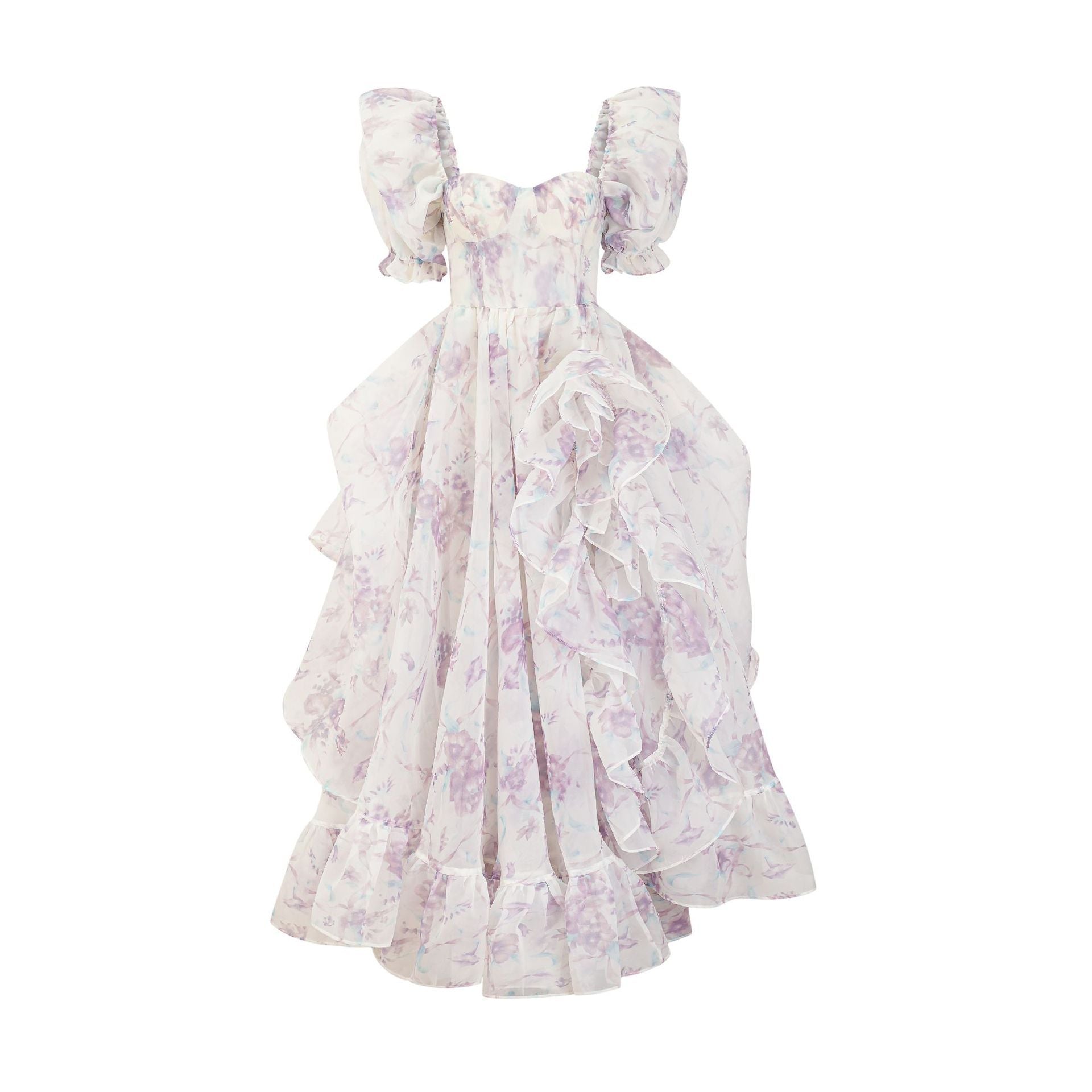 Whimsical Floral Ruffle Gown - Chiccharm Boutique