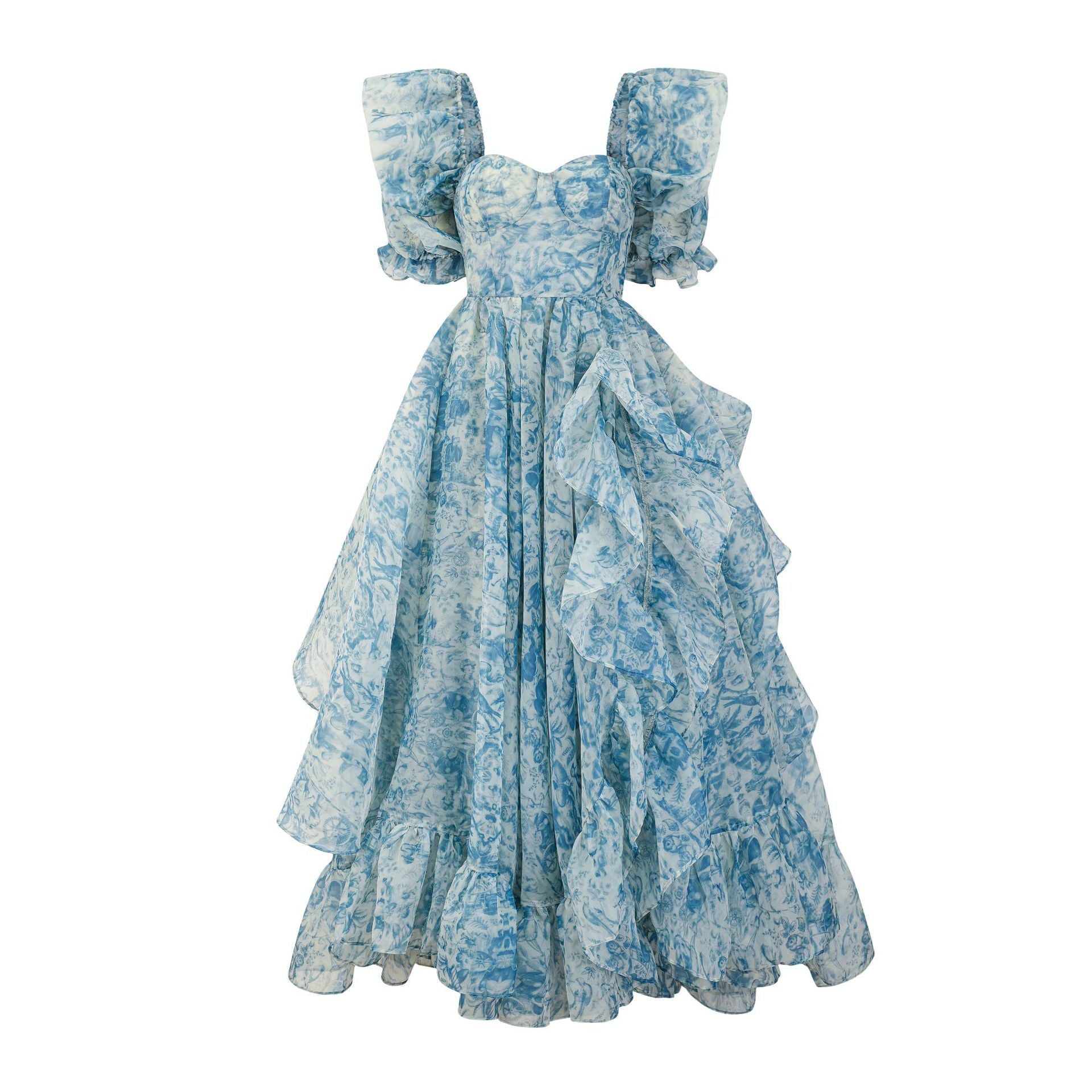 Whimsical Floral Ruffle Gown - Chiccharm Boutique