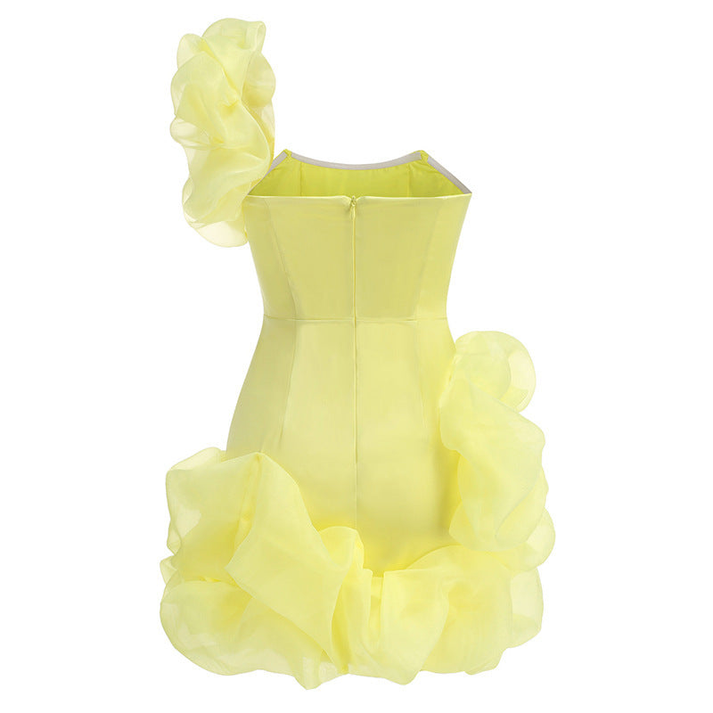 Yellow Ruffled Party Dress - Chic Charm