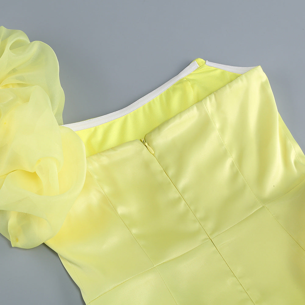 Yellow Ruffled Party Dress - Chic Charm