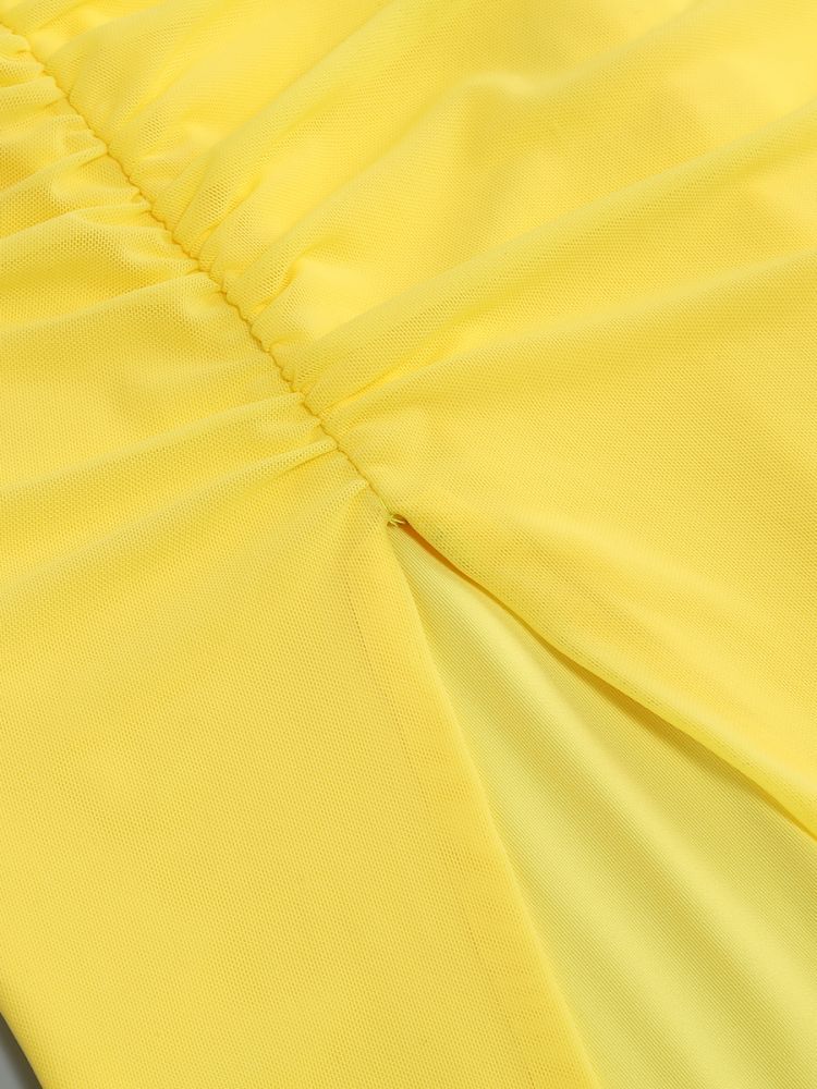 Yellow Twist Front Cutout Dress