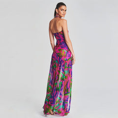 Vibrant Floral Print Gown