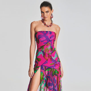 Vibrant Floral Print Gown