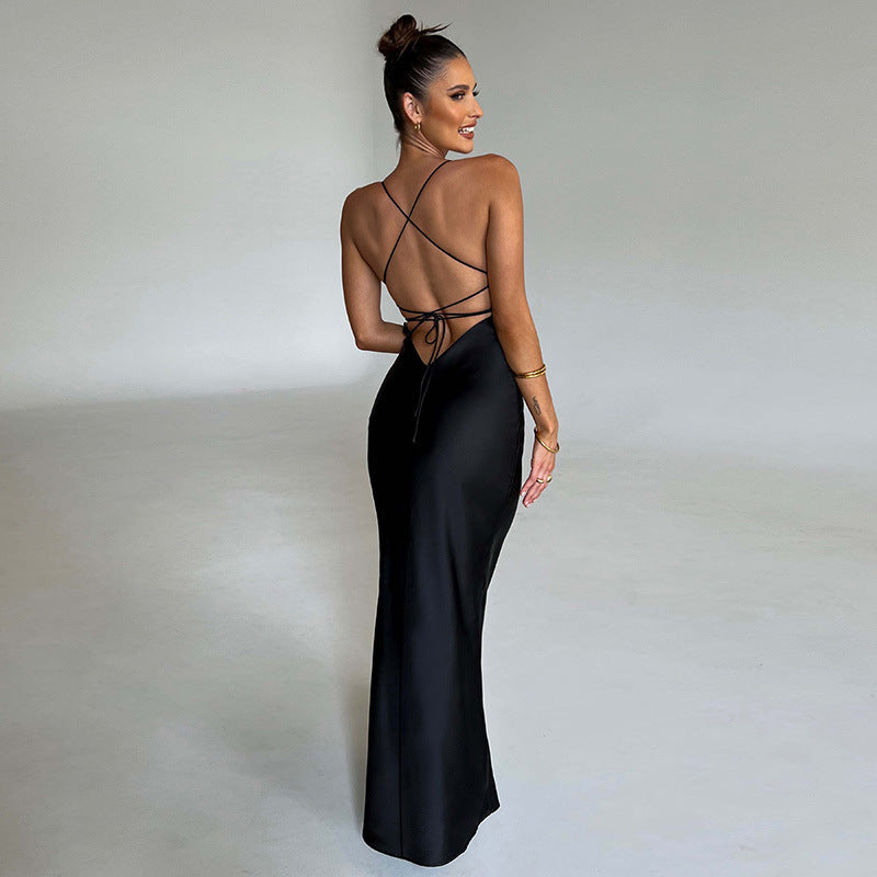 Crisscross Tie-Back Slim Fit Dress