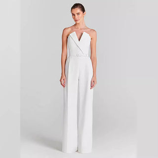 Mesh Top White Jumpsuit